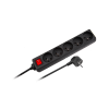 Przedłużacz 5 gniazd 3m typu francuskiego z przełącznikiem (3x1,5mm) Rebel czarny